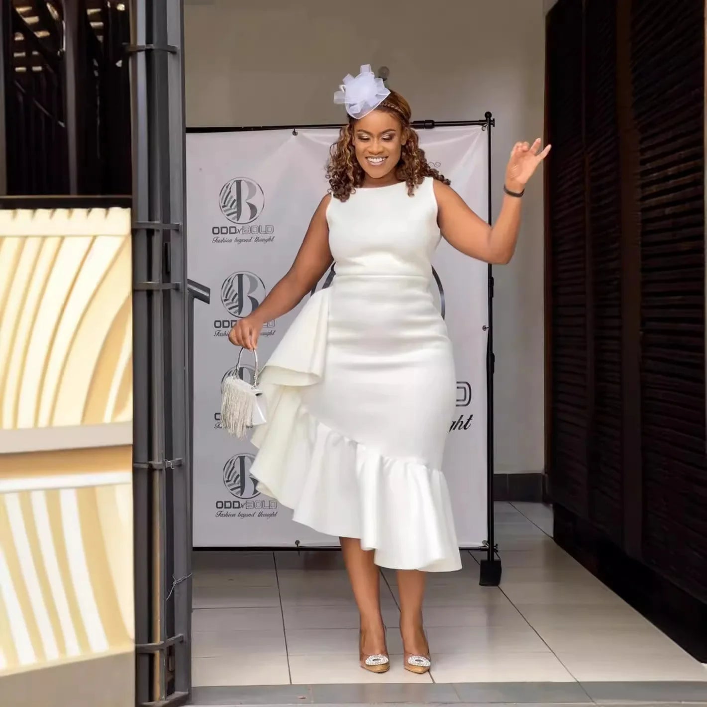 FZ Women's Edge Wrapped Pencil Mid Length African Evening Dress