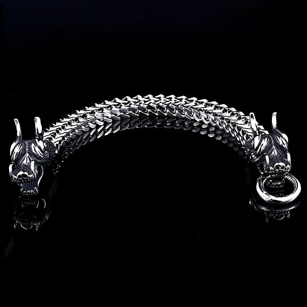 FZ Stainless Steel Nordic Vintage Viking Dragon Head Bracelet