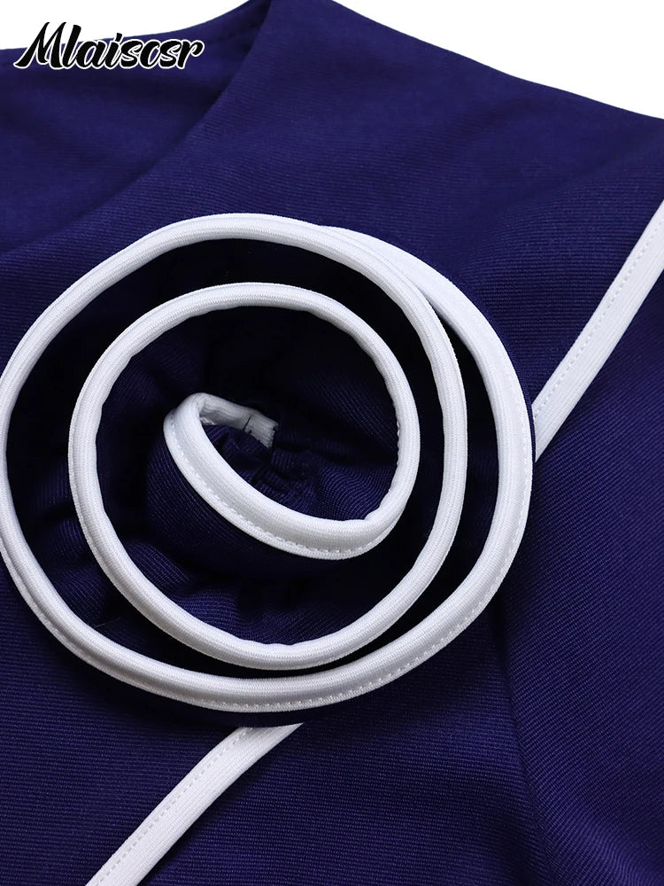 FZ Women's 3D Flowers 3/4 Sleeve O-neck Mid Evening Dress