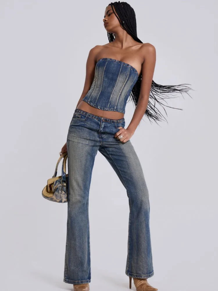 FZ Women's 2 Piece Sexy Denim Pants Suit - FZwear