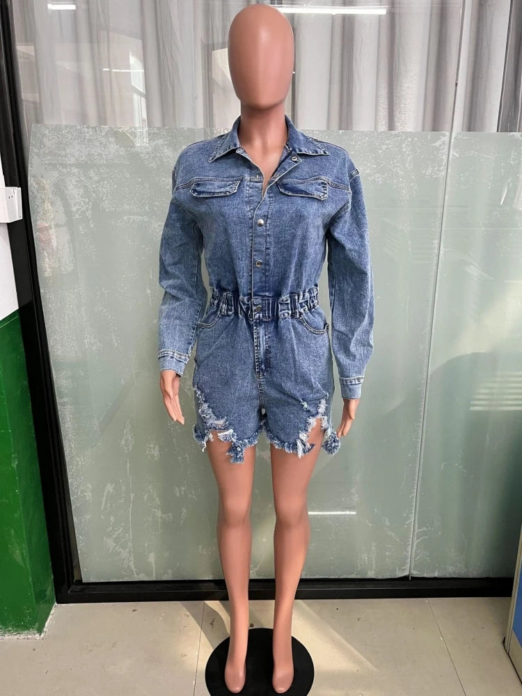 FZ Women's Denim Fashion Streetwear Jumpsuit - FZwear