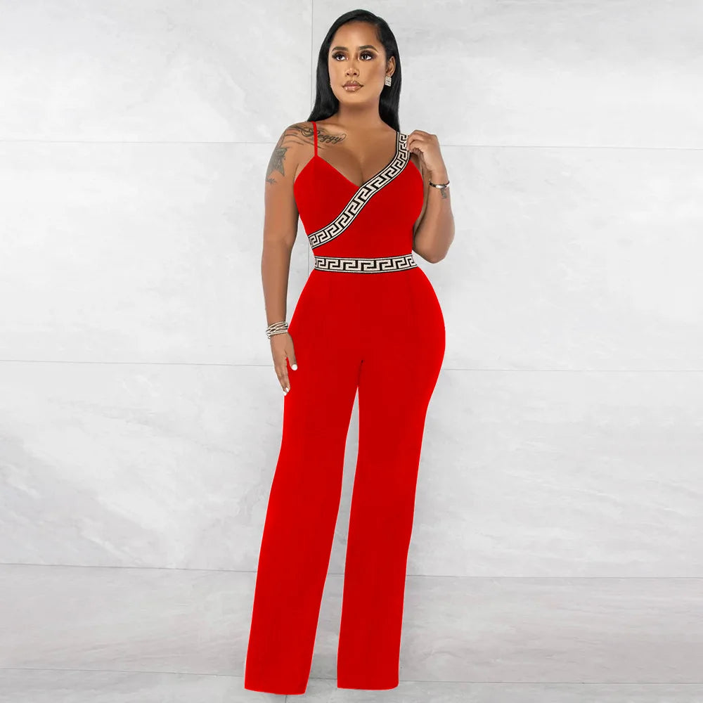 FZ Sleeveless V-neck Elegant Sequins Jumpsuit - FZwear