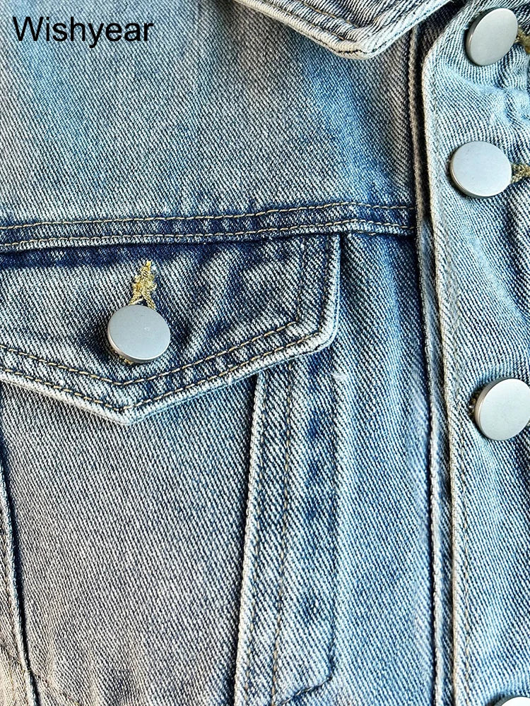 FZ Women's Irregular Denim Single Breasted Jacket - FZwear