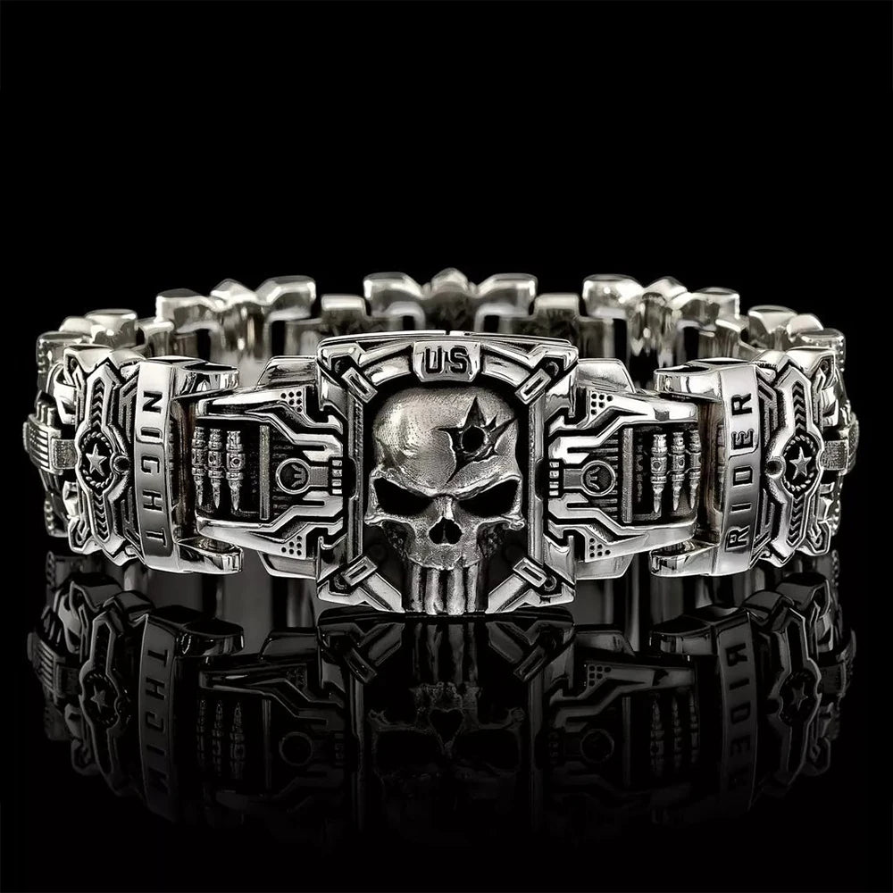 FZ Vintage Charm Punk Hip Hop Rider Skull Bracelet DSers