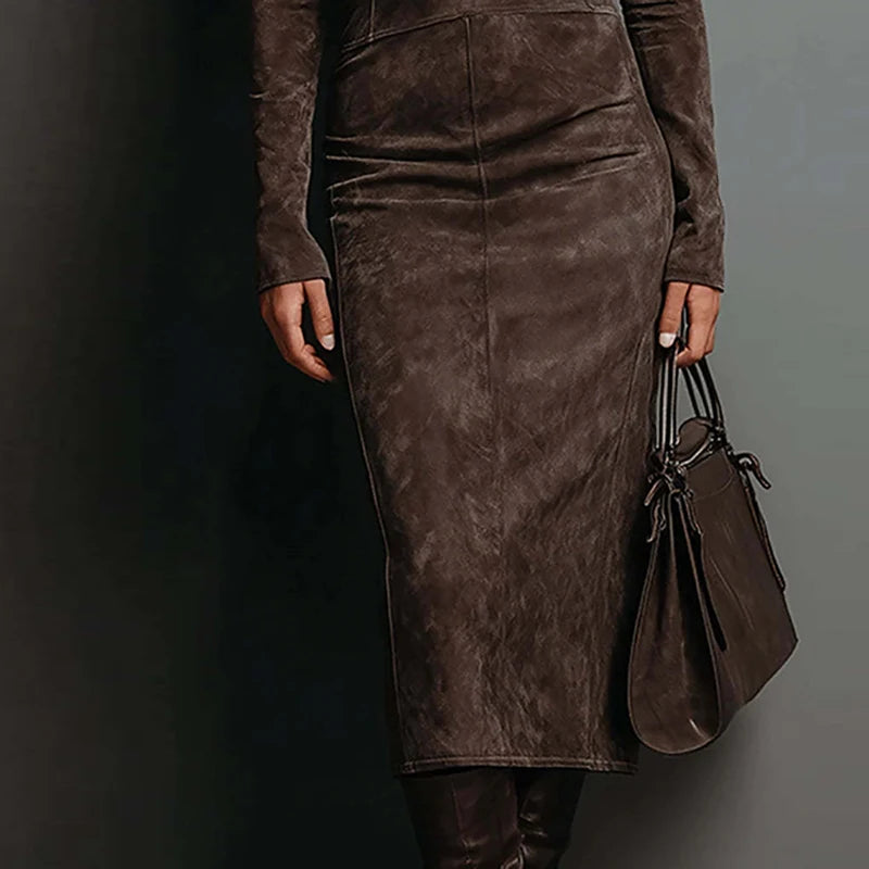 FZ Women's Slim Fit Long Sleeve Turtleneck Dress