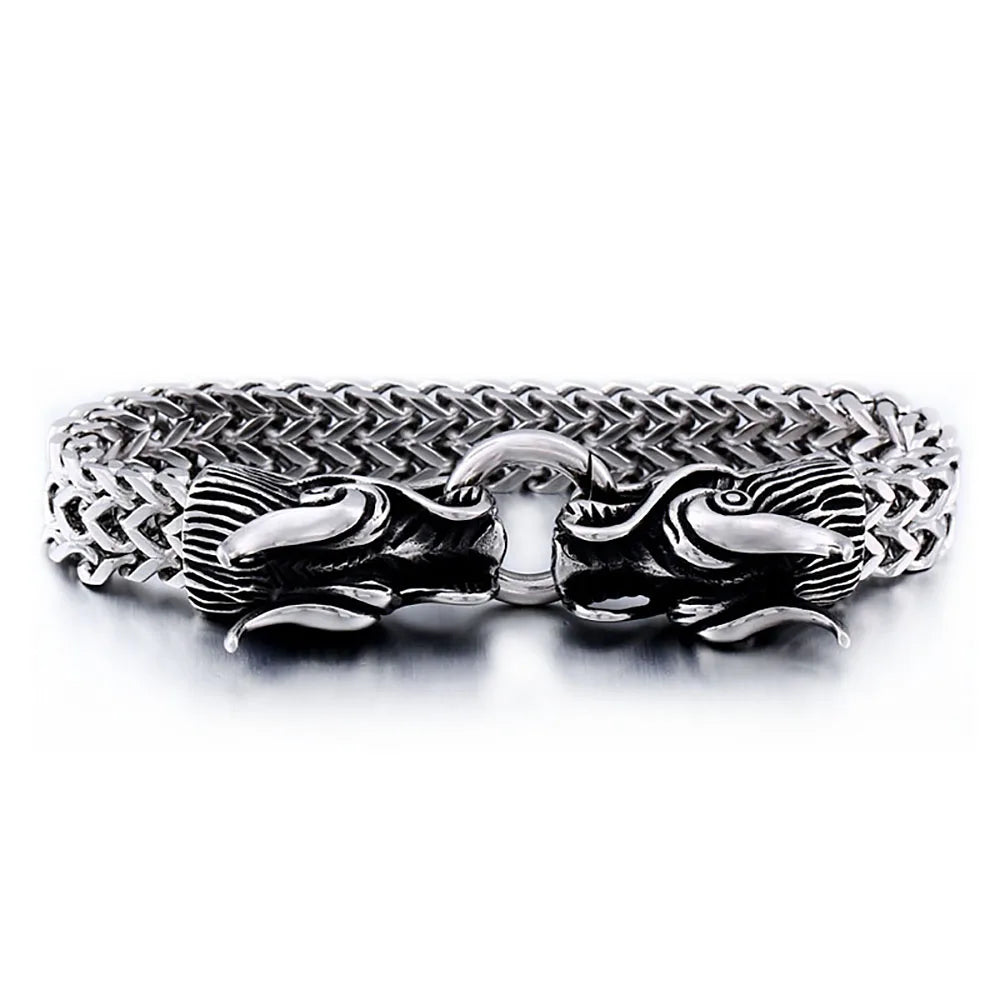 FZ Stainless Steel Nordic Vintage Viking Dragon Head Bracelet
