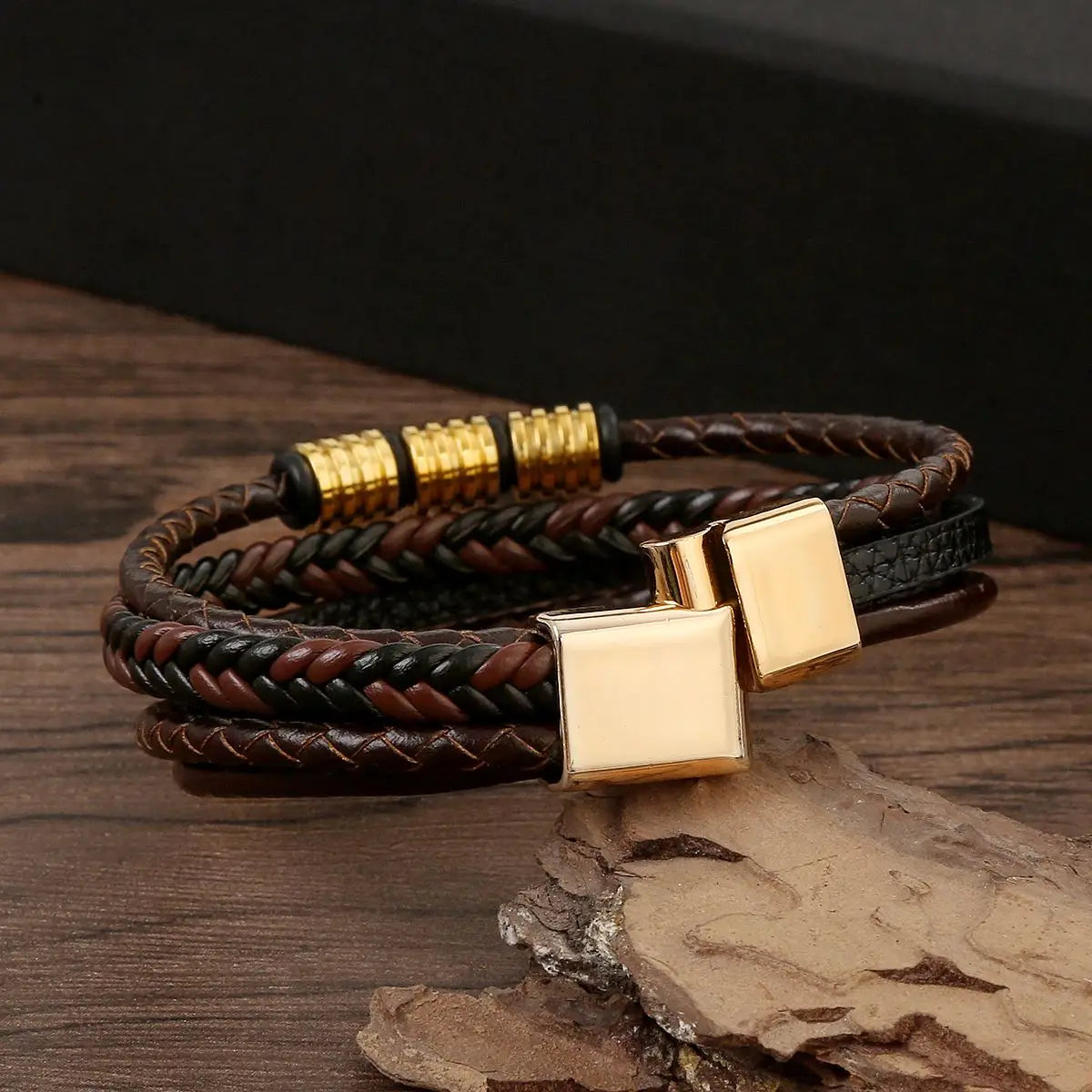 FZ Alloy Buckle Gothic Punk MultiLayer Leather Bracelet - FZwear