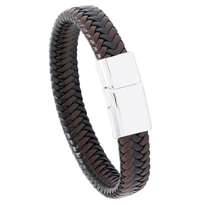 FZ Retro Button Braided Classic Genuine Leather Bracelet - FZwear