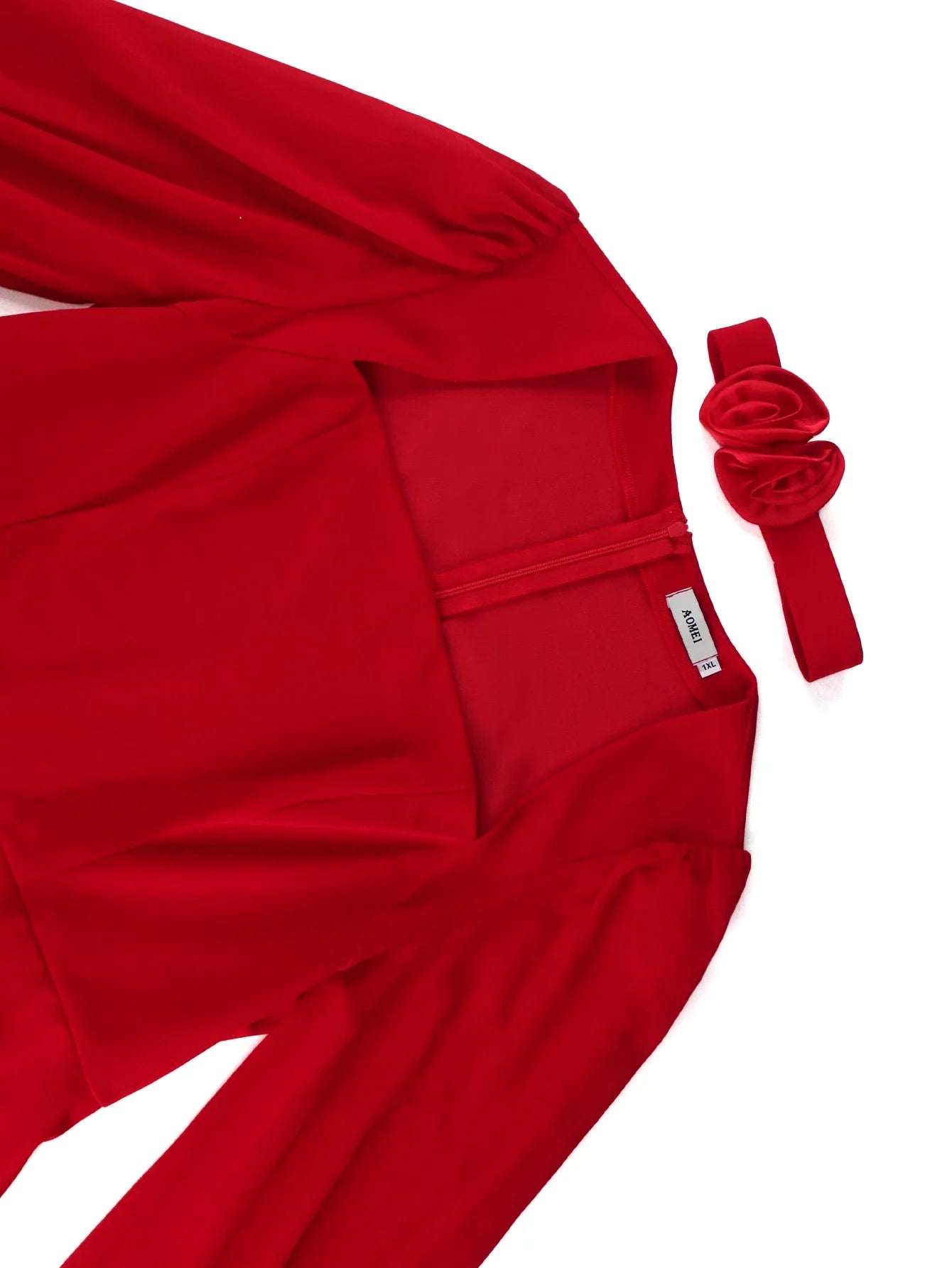 FZ Women's 3D Floral Embellished Long Sleeve Flared Slim Fit Dress