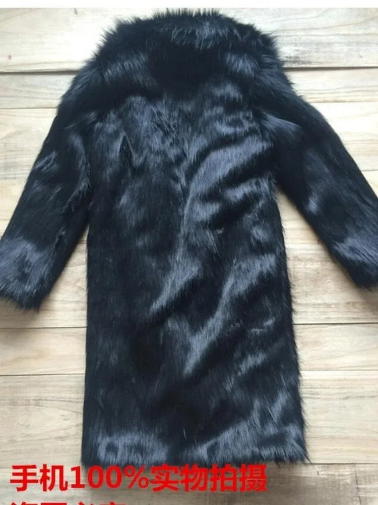 FZ Men's Faux Fur Large Lapel Jacket