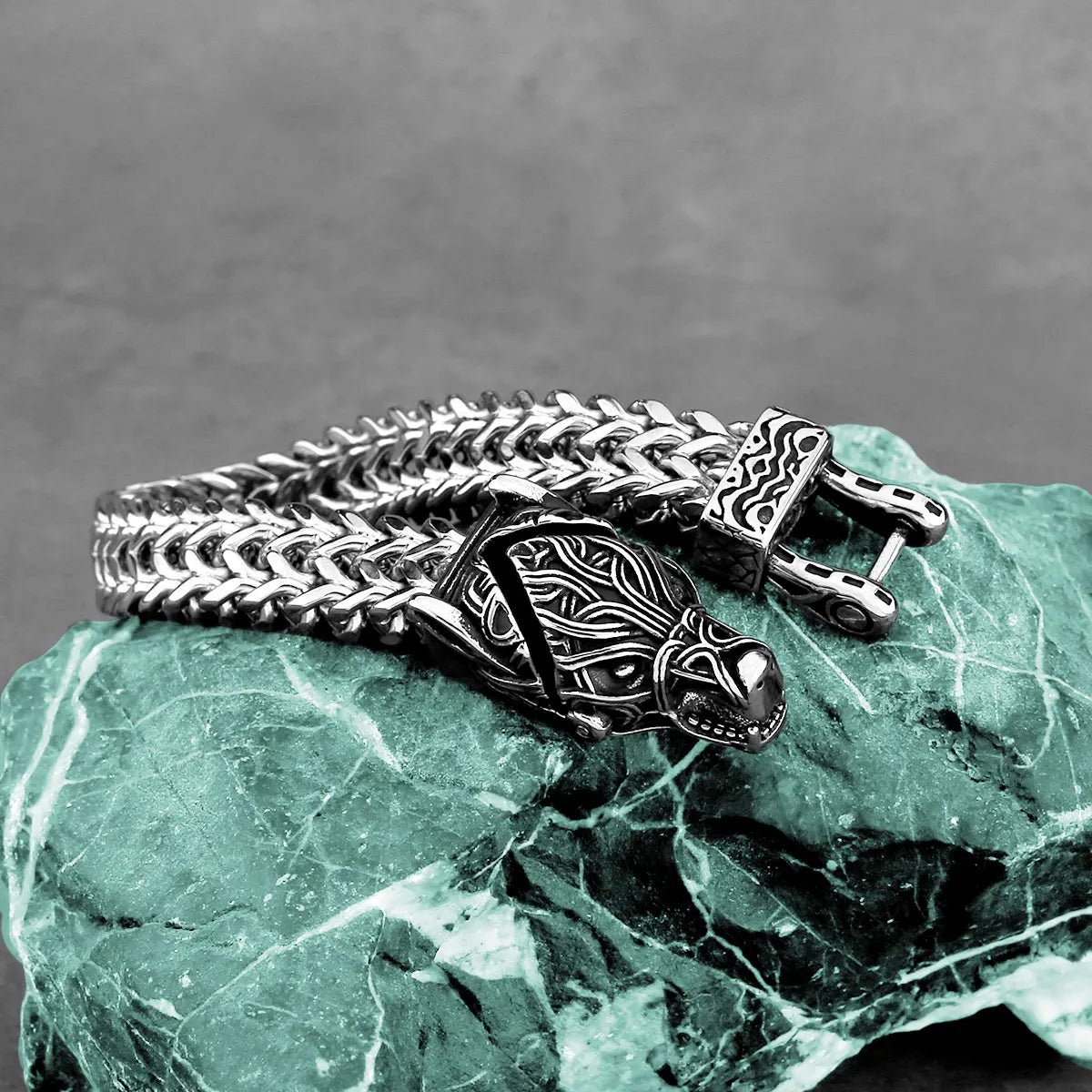 FZ Viking Wolf Head Punk Stainless Steel Chain Bracelet - FZwear
