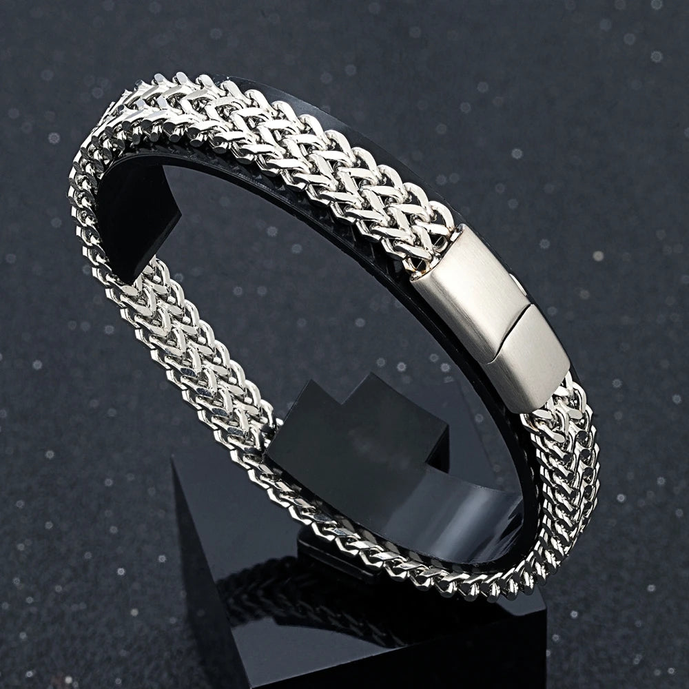 FZ 8MM Blue Stainless Steel Curb Chain Bracelet - FZwear