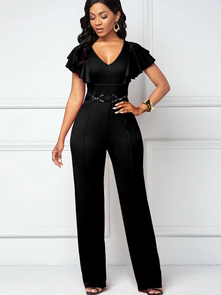 FZ Women's Fashion Short Sleeved V-neck Elegant Jumpsuit - FZwear