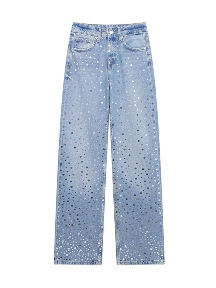 FZ Women's High Waist Lady Pocket Wide Leg Denim Pant