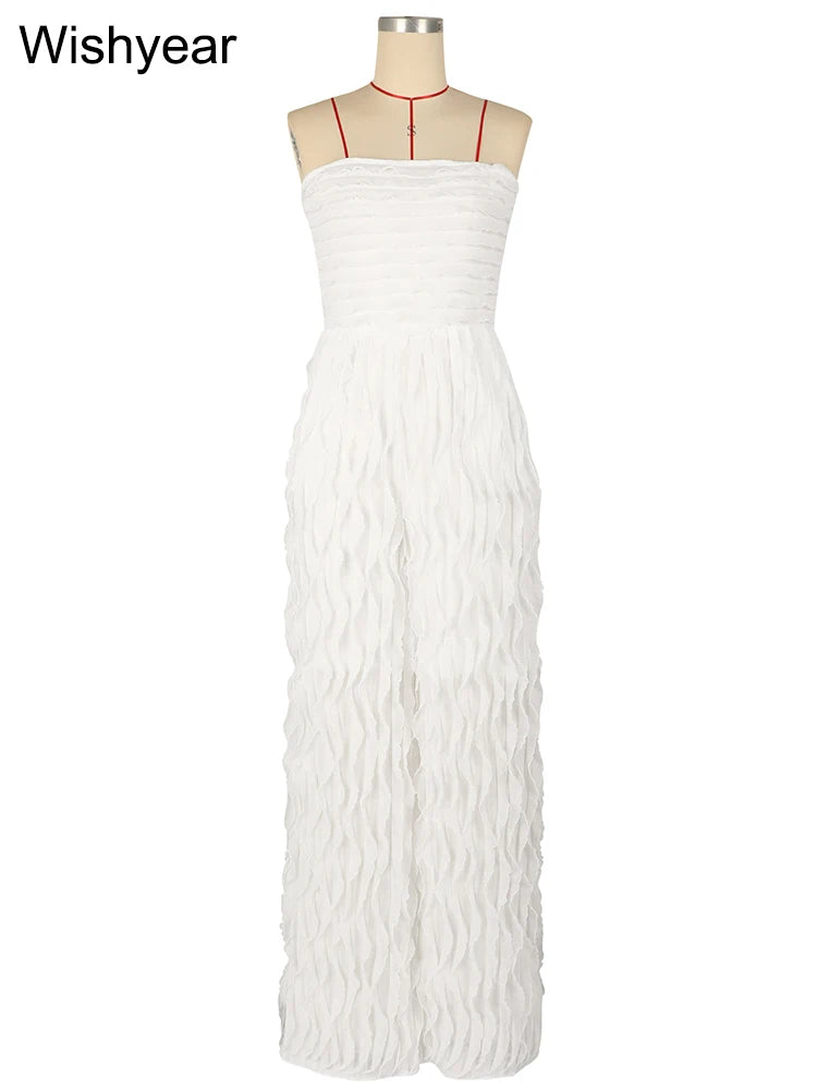 FZ Women's Ruched Strapless Wide Leg One Piece Jumpsuit