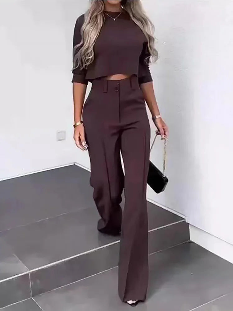 FZ Women's Printed Stripe Elegant Slim Two Piece Pants Suit - FZwear