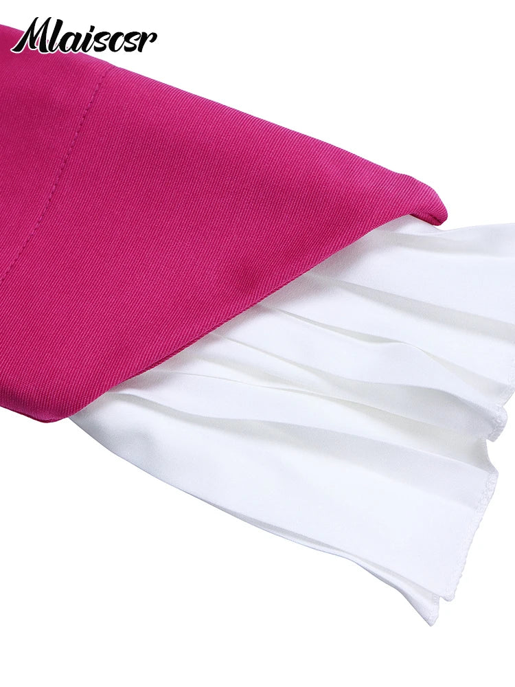 FZ Women's Flared Sleeve Pleated Wide Leg 2 Two Piece Pants Suit