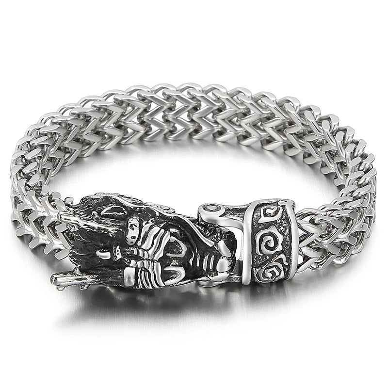 FZ Men's Dragon Stainless Steel Mesh Chain Bracelet