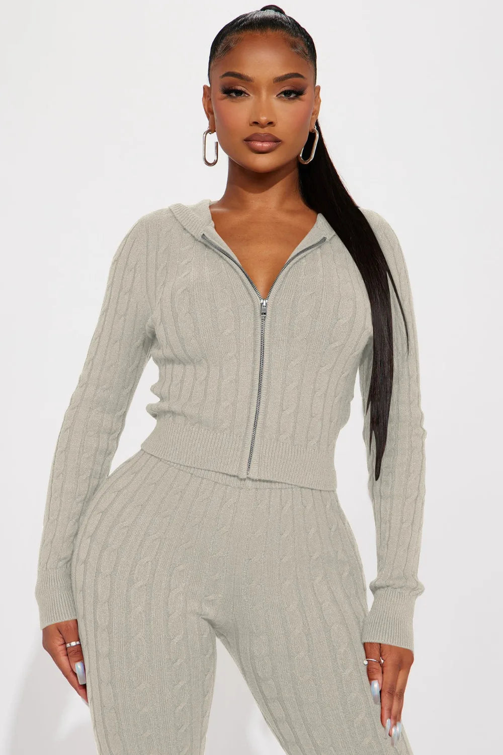 FZ Women's Solid Knitting Two Piece Skinny Pants Suit - FZwear