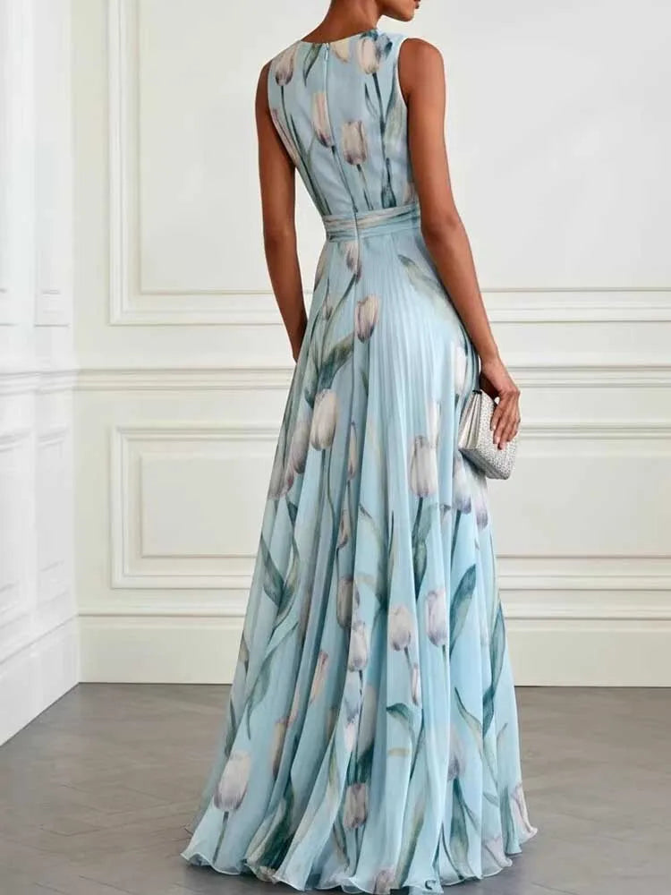 FZ Women's Chic Deep V-neck Sleeveless Floral Sundress