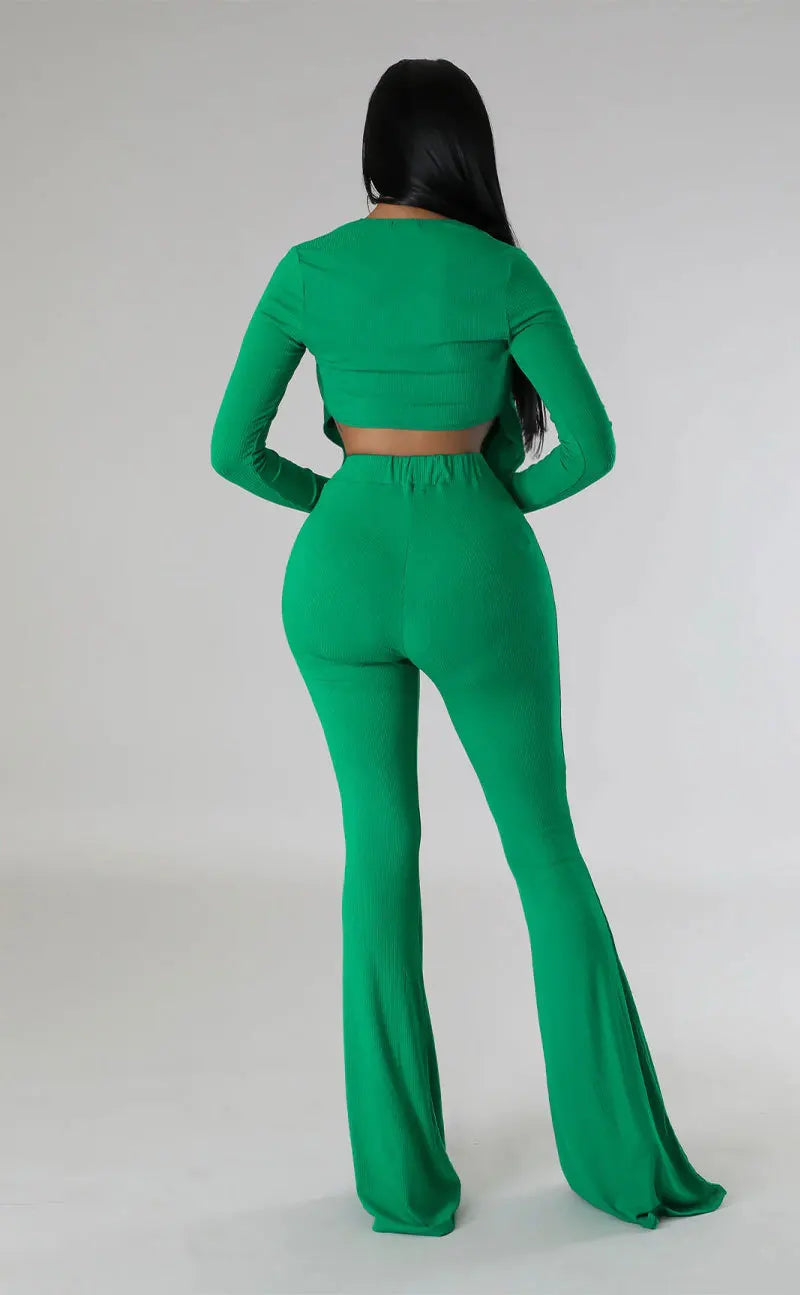 FZ Women's Matching Solid Color Two Pieces Pants Suit - FZwear