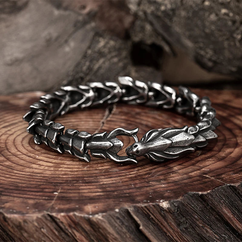 FZ Stainless Steel Retro Dragon Head Bone Bracelet - FZwear