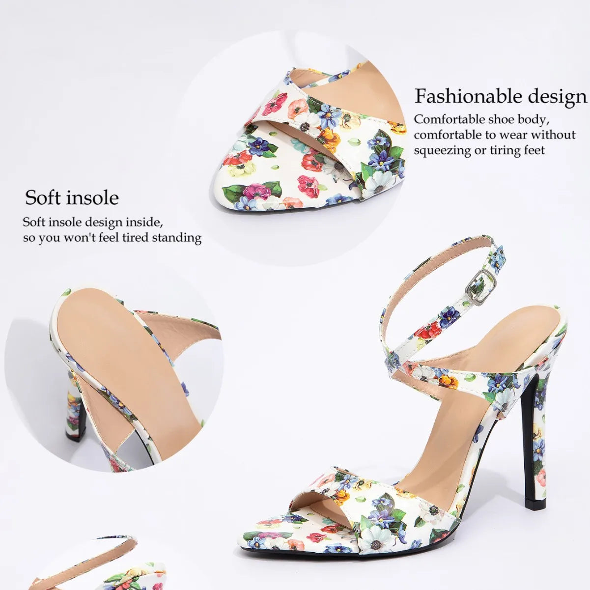 FZ Women's Round Toe Print Crossed Ankle Strap, Sandals Shoes