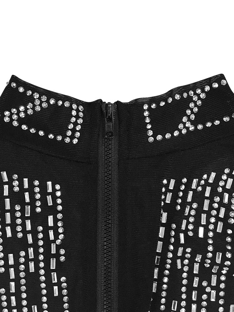 FZ Women's Sexy Crystal Two Piece Mesh Long Skirt Suit - FZwear