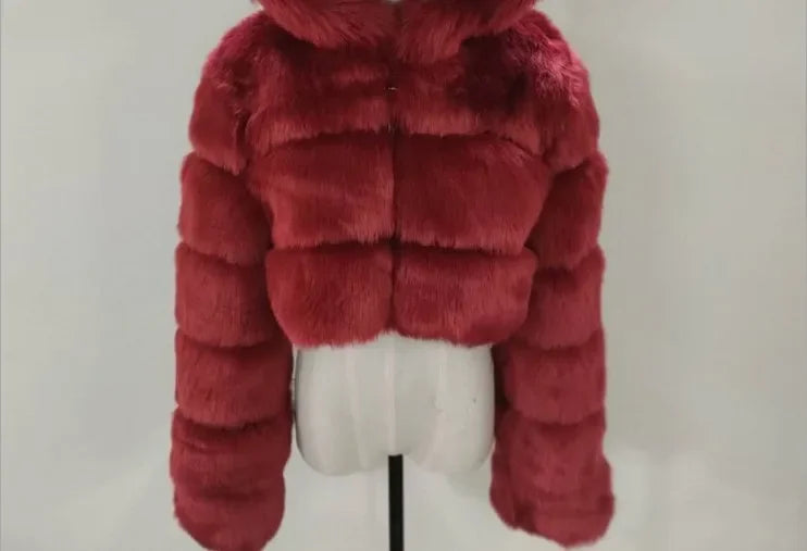 FZ Women's Faux Fur Open Stitch Furry Outerwear Jacket