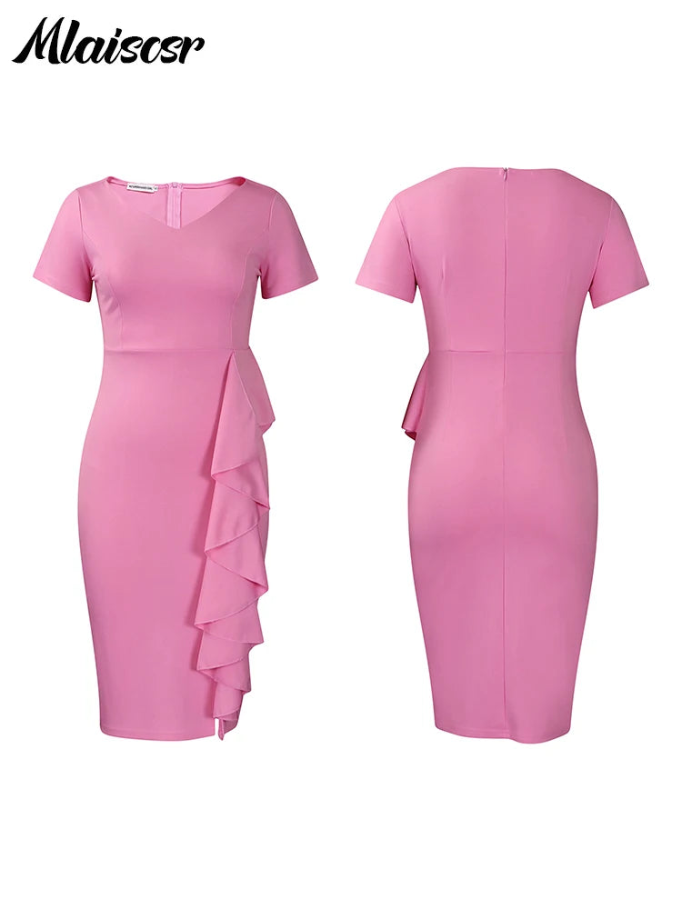 FZ Women's Short Sleeve V-neck Mid Dress