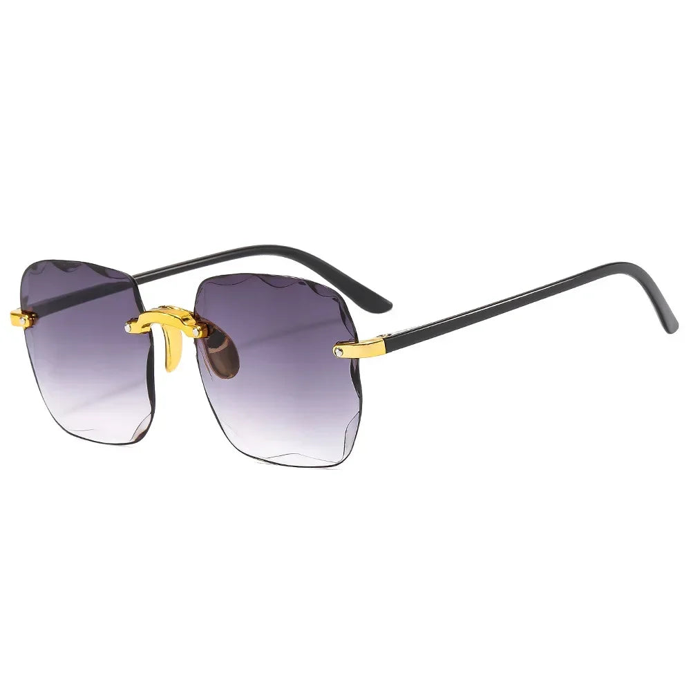 FZ Large Frame Square Rimless UV Protection Two-color Sunglasses
