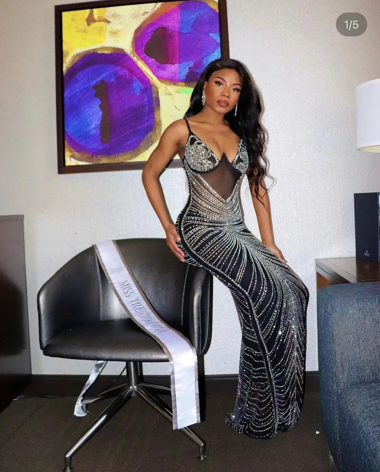 FZ Women's Sexy Strap Shinning Crystal Evening Dress - FZwear