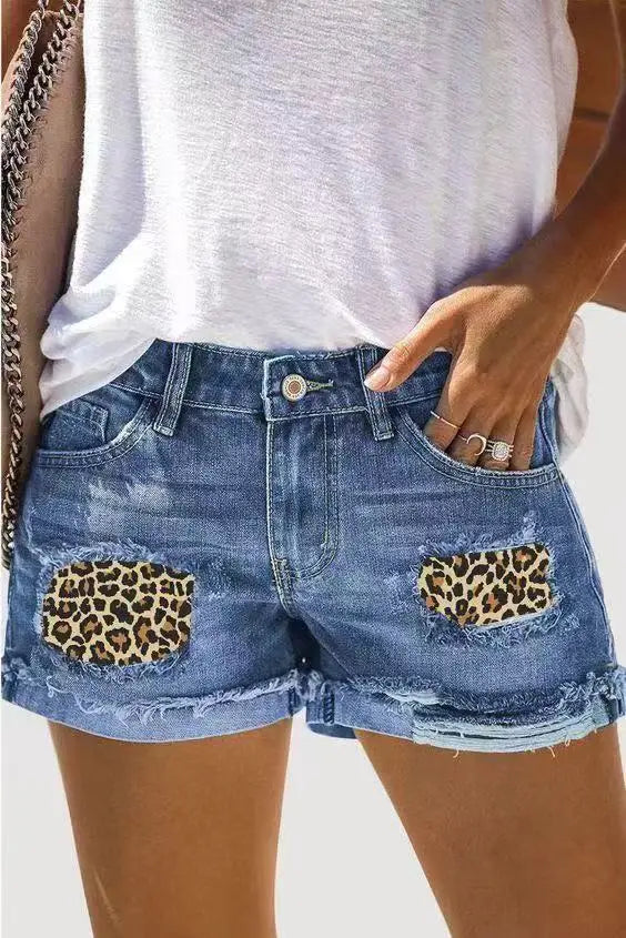 FZ Women's Ripped Hight Waist Casual Tassel Tight Stitch Street Denim Shorts - FZwear