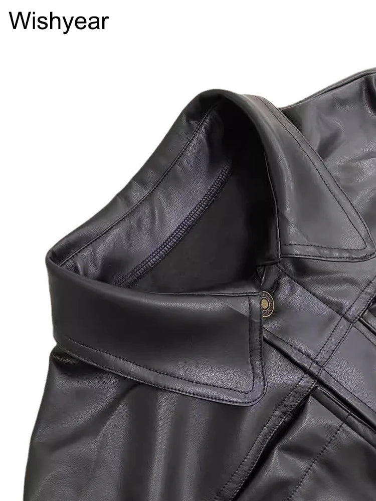 FZ Women's PU Leather Long Sleeve Button Flared 2 Piece Pants Suit