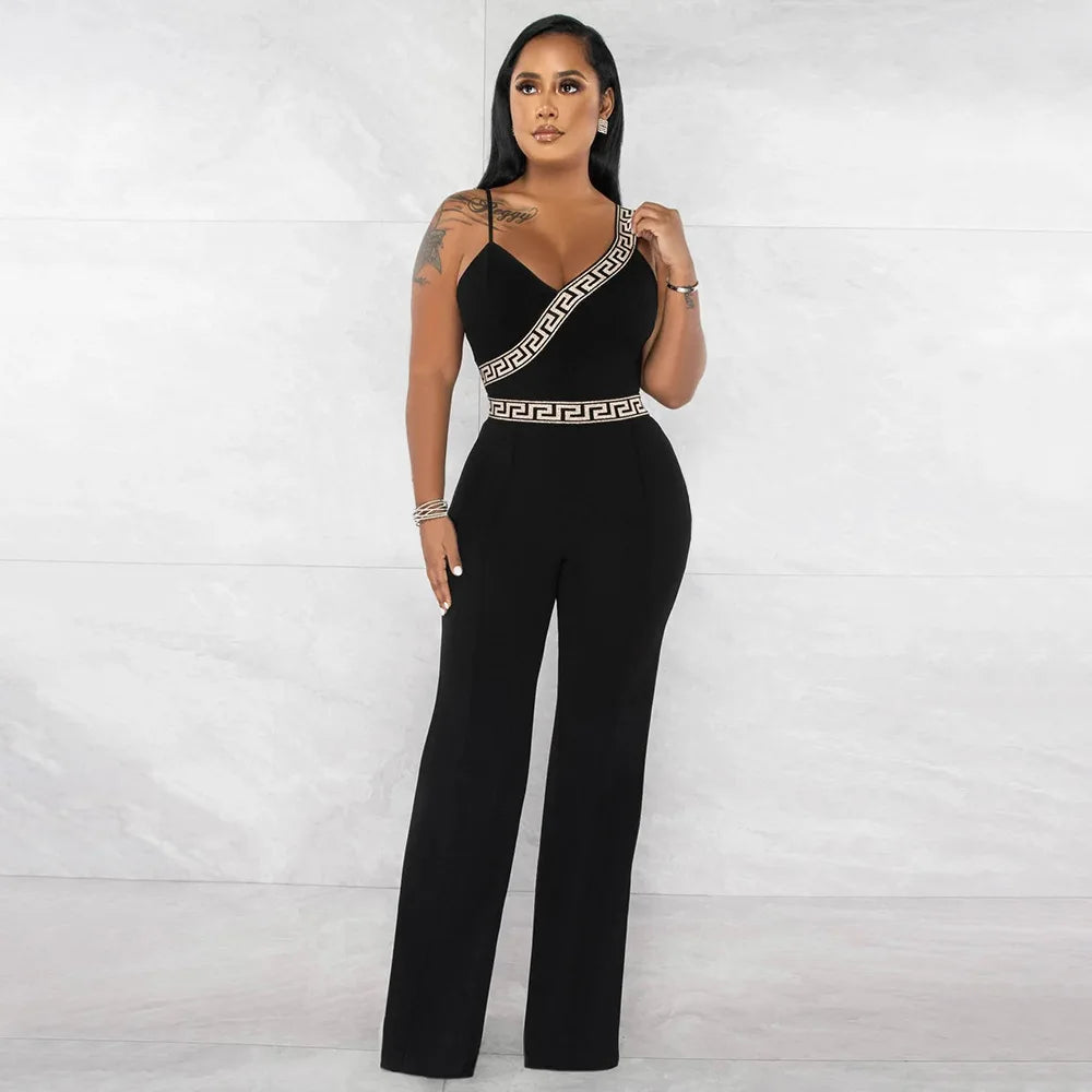 FZ Sleeveless V-neck Elegant Sequins Jumpsuit - FZwear