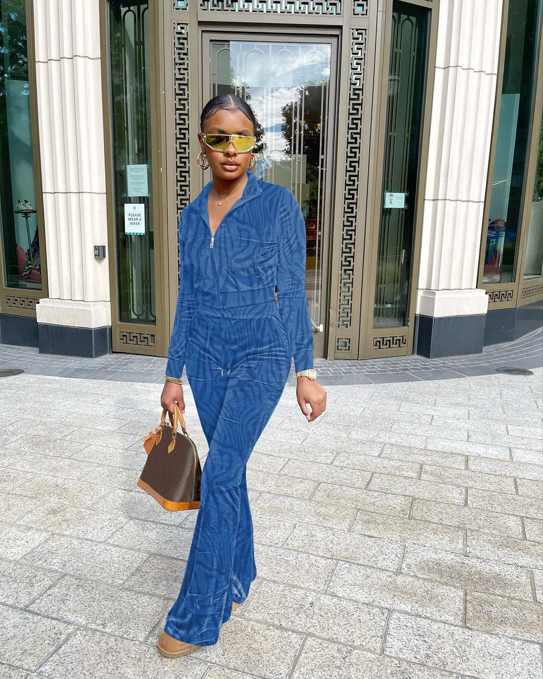 FZ Women's Stripe Print Two Pieces Pants Suits - FZwear