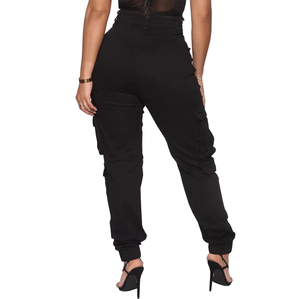 FZ Women's Camouflage Print Streetwear High Waist Side Pockets Cargo Pants - FZwear