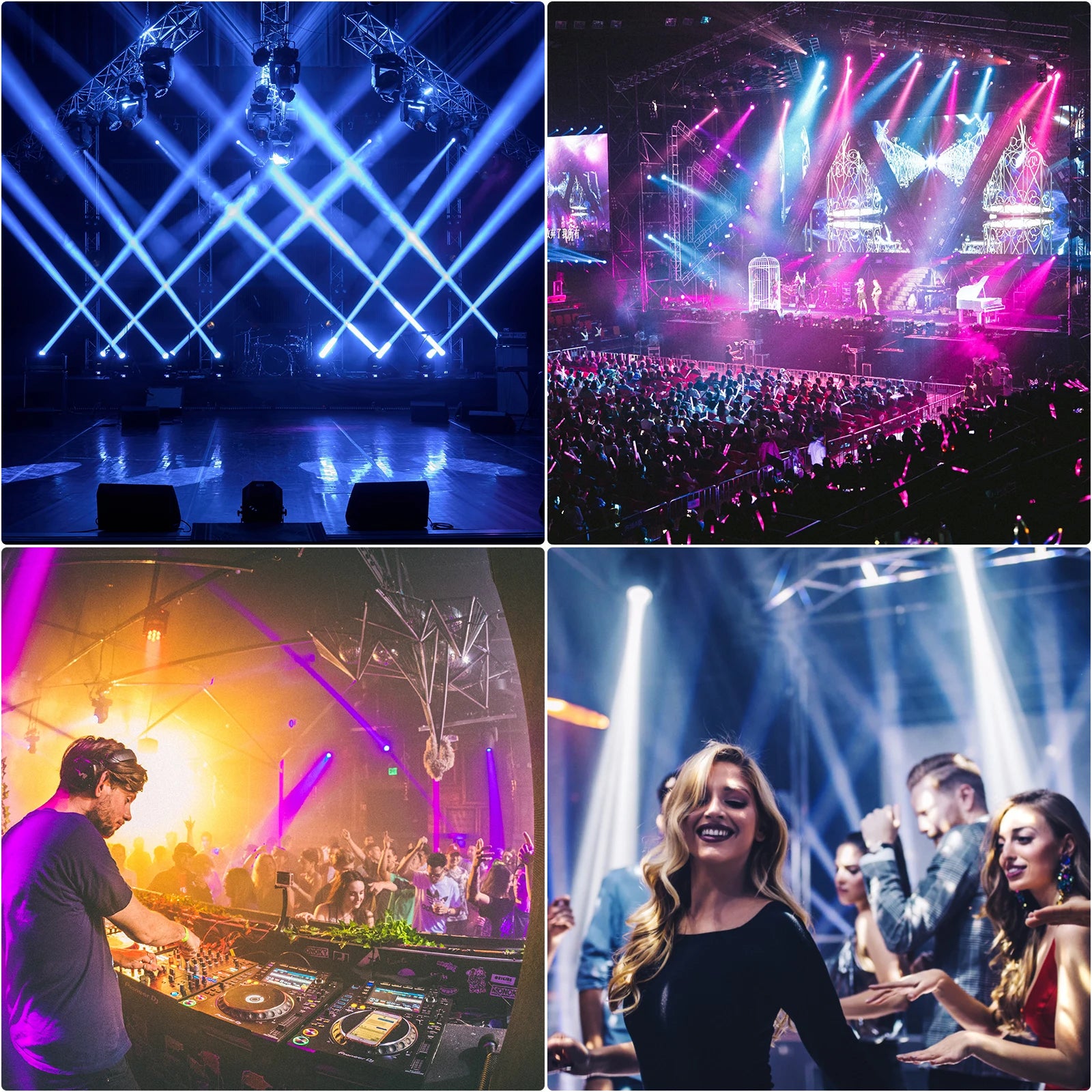 FZ 4Pcs RGBW DMX512 Stage Lights DMX Sound Activated 450W Moving Head Lighting