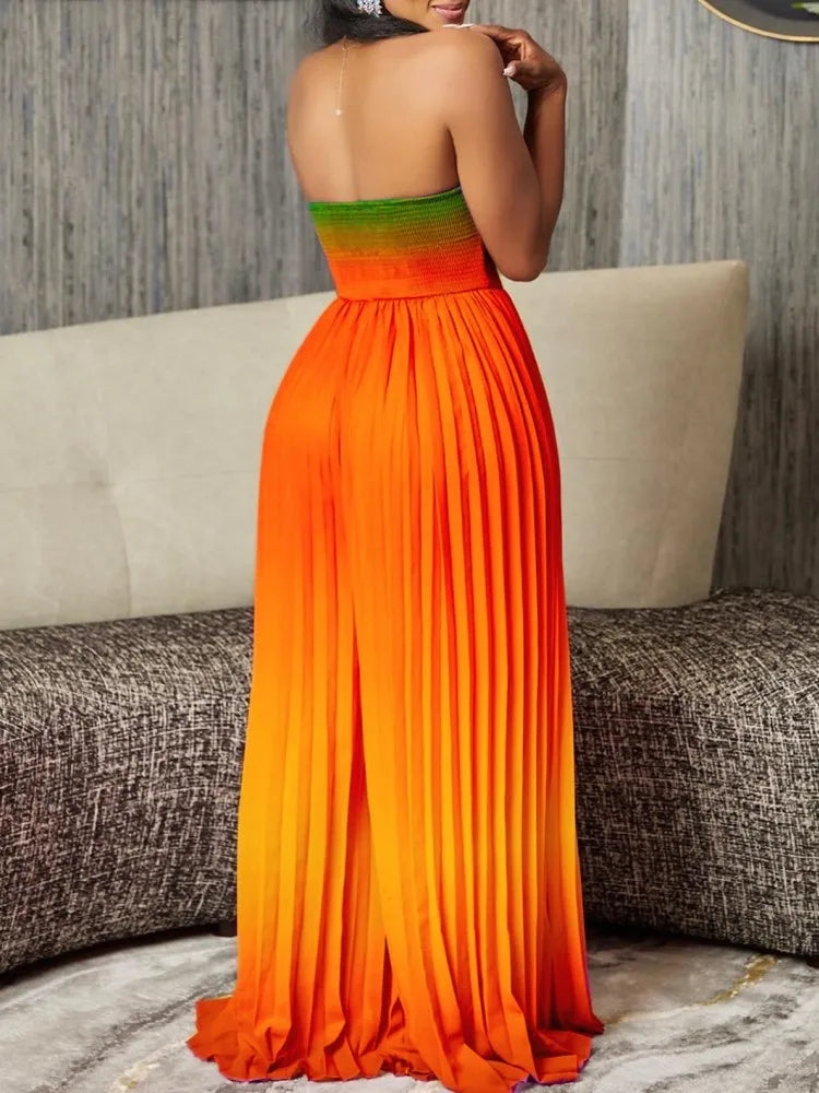 FZ Women's Gradient Color Bandage Loose Streetwear Wide Leg Jumpsuit - FZwear