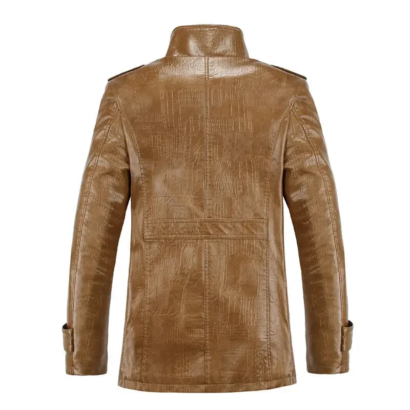 FZ Men's Fleece Motorcycle Velvet PU Leather Jacket