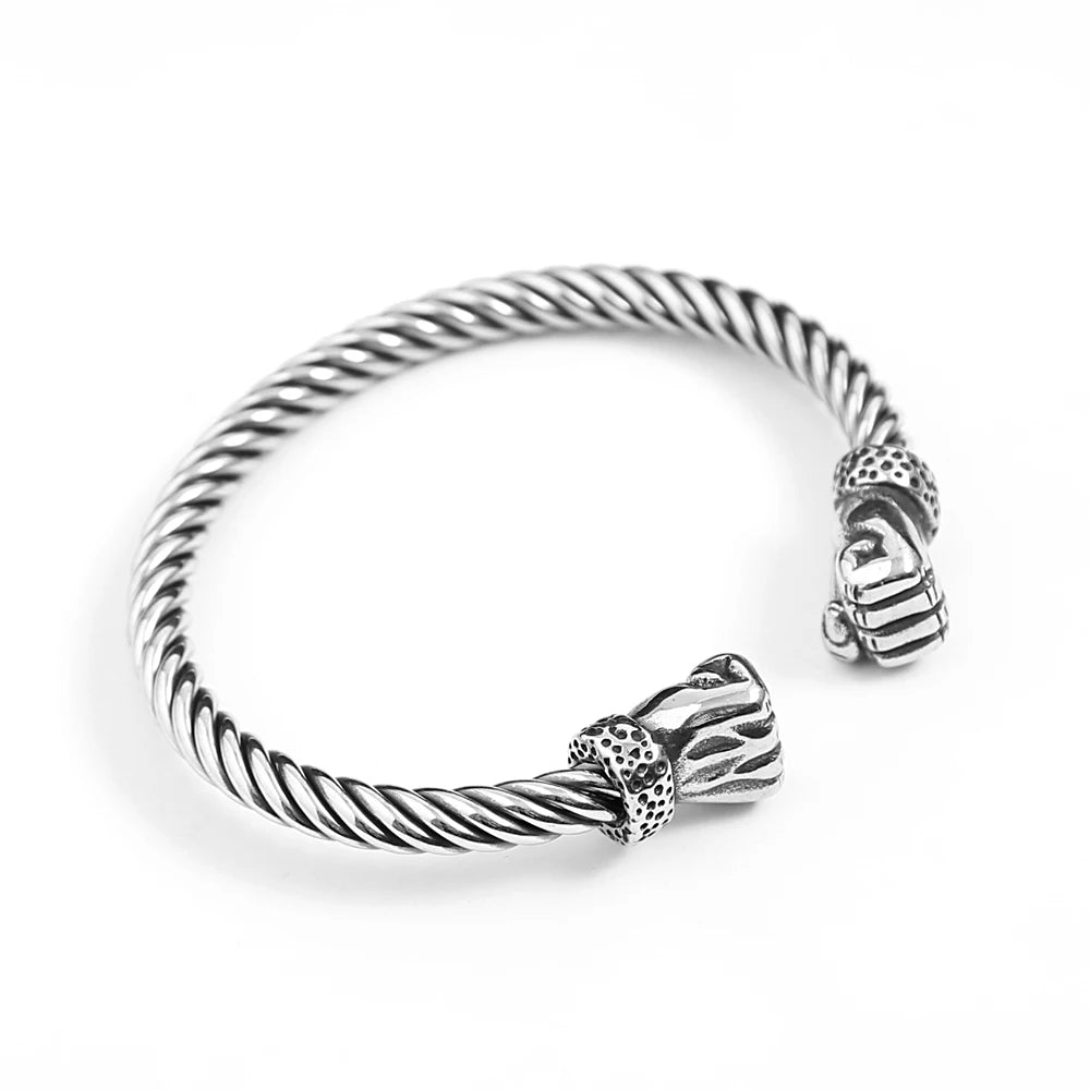FZ Punk Biker Vintage Cuff Steel Power Fist Stainless Steel Bracelet