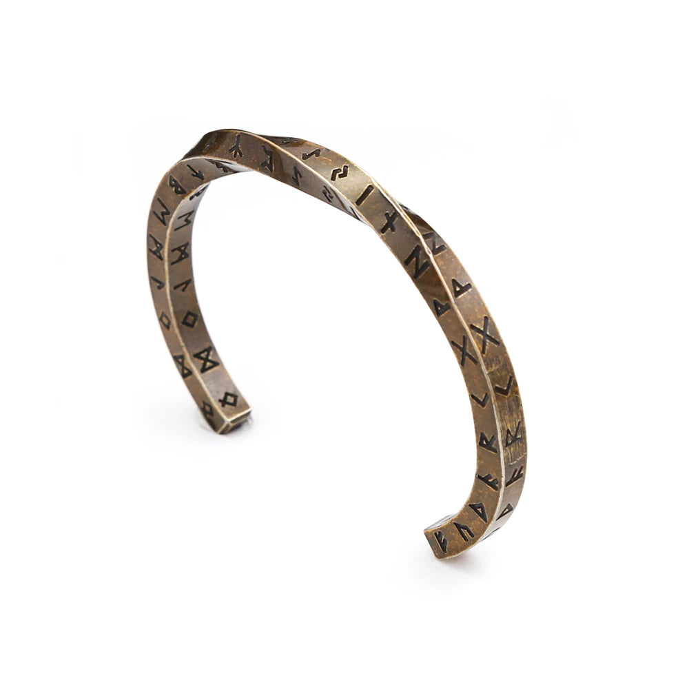 FZ Unisex Stainless Steel Viking Runes Nordic Opening Bracelet