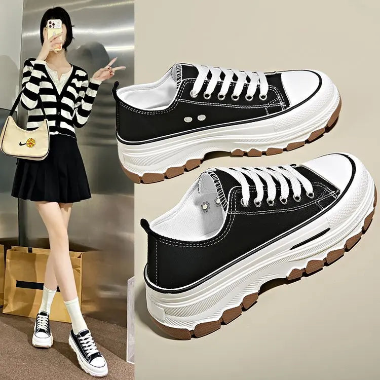 FZ Women's Flat Thick Soled Canvas Height Sports Shoes