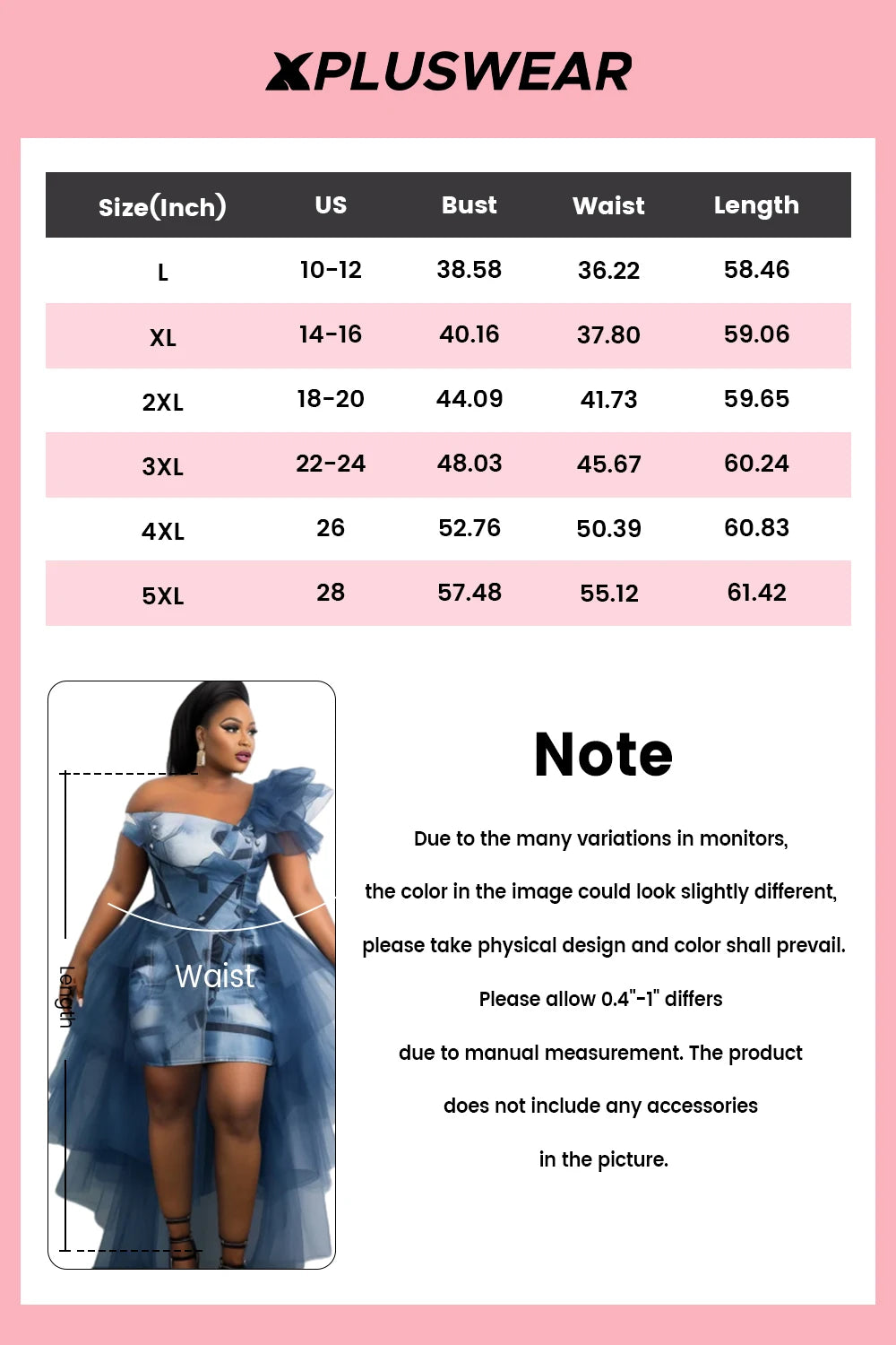 FZ Women's Plus Size Denim Print Asymmetrical Collar High Low Hem Mini Dress