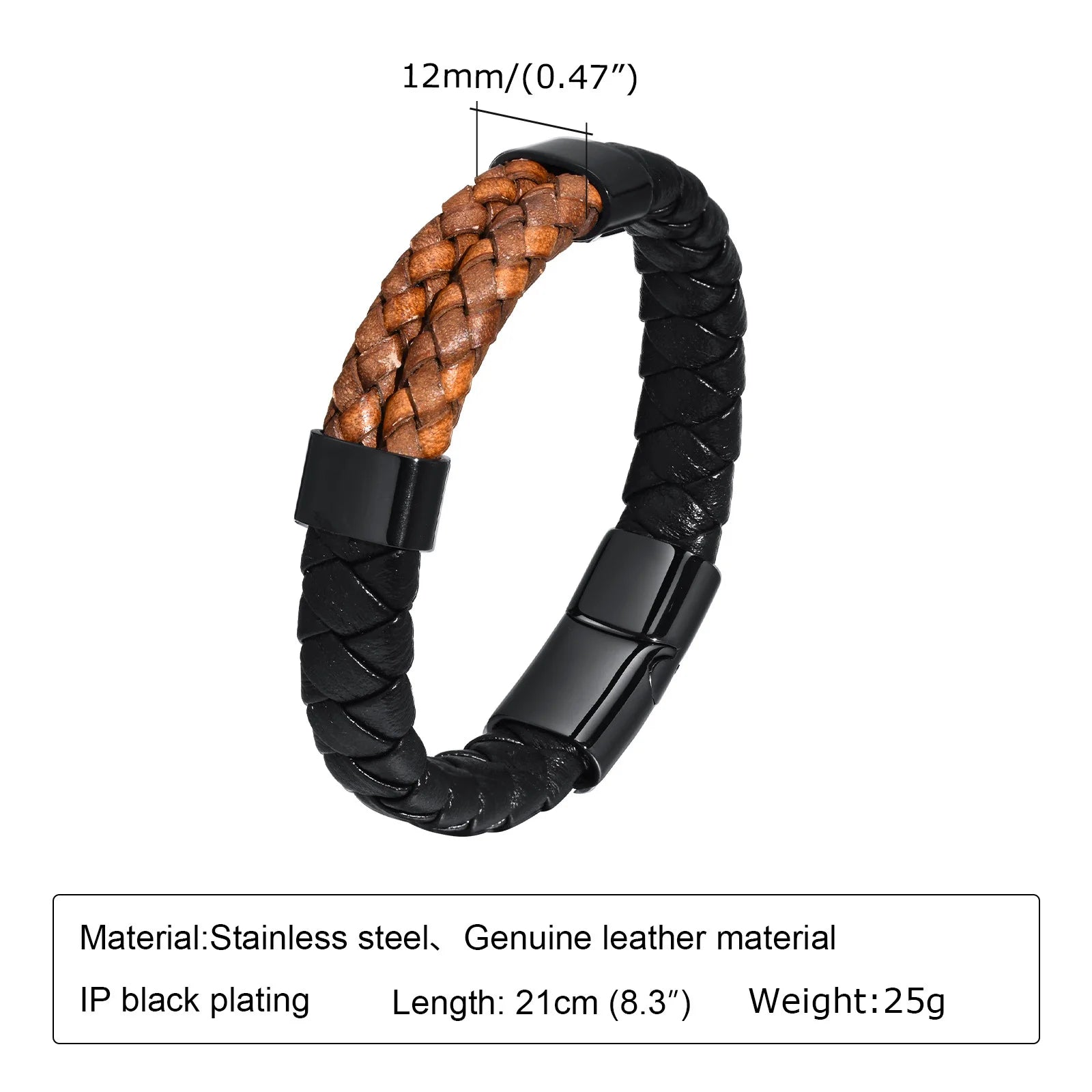 FZ Luxury Genuine Leather Black Braided Bracelet - FZwear