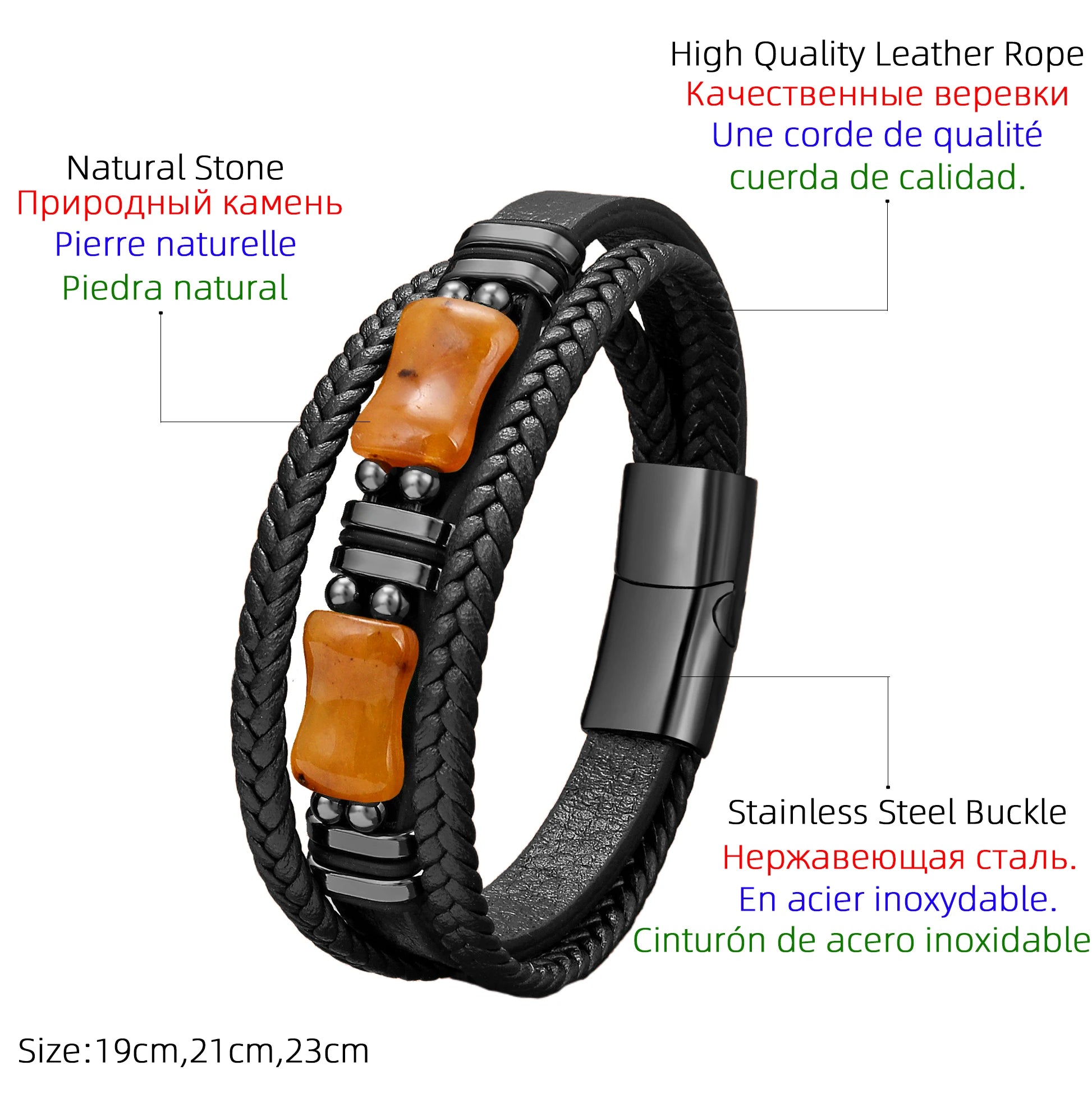 FZ Luxury Natural Geometric Green Stone Stainless Steel Bracelet - FZwear