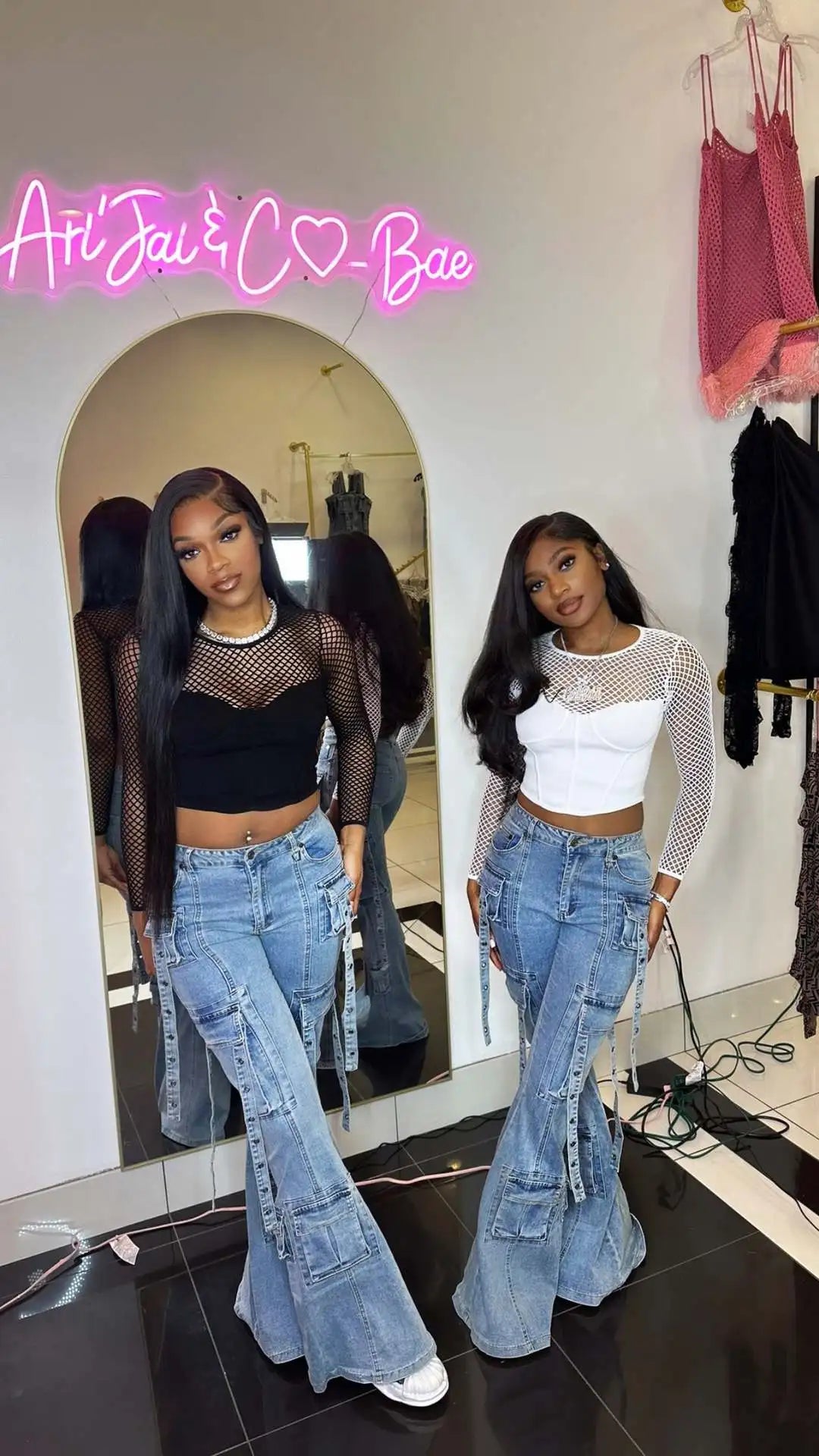 FZ Women's Multi Pockets High Waist Flare Denim Pants