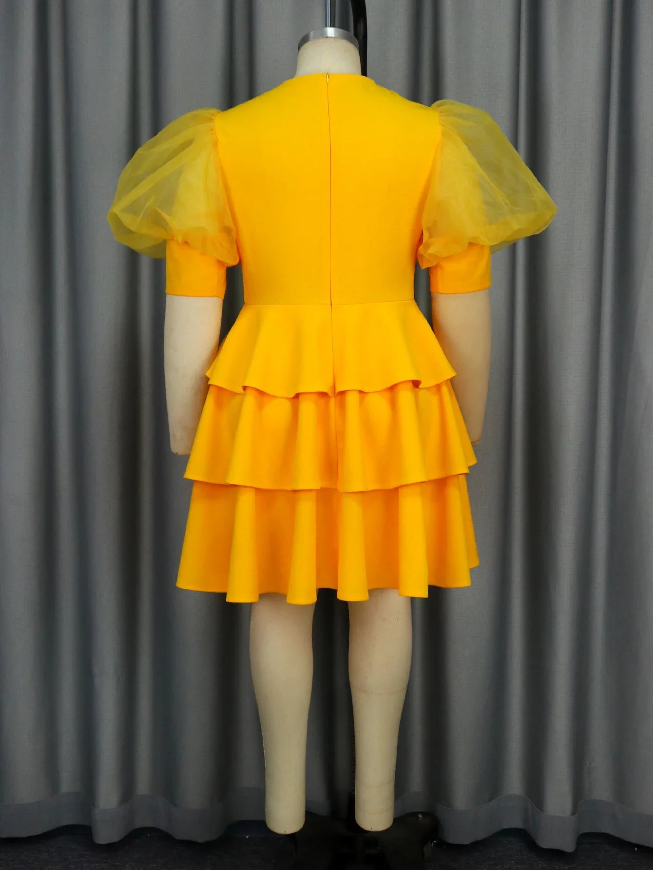 FZ Women's V Neck Puff Sleeve A Line Party Dress