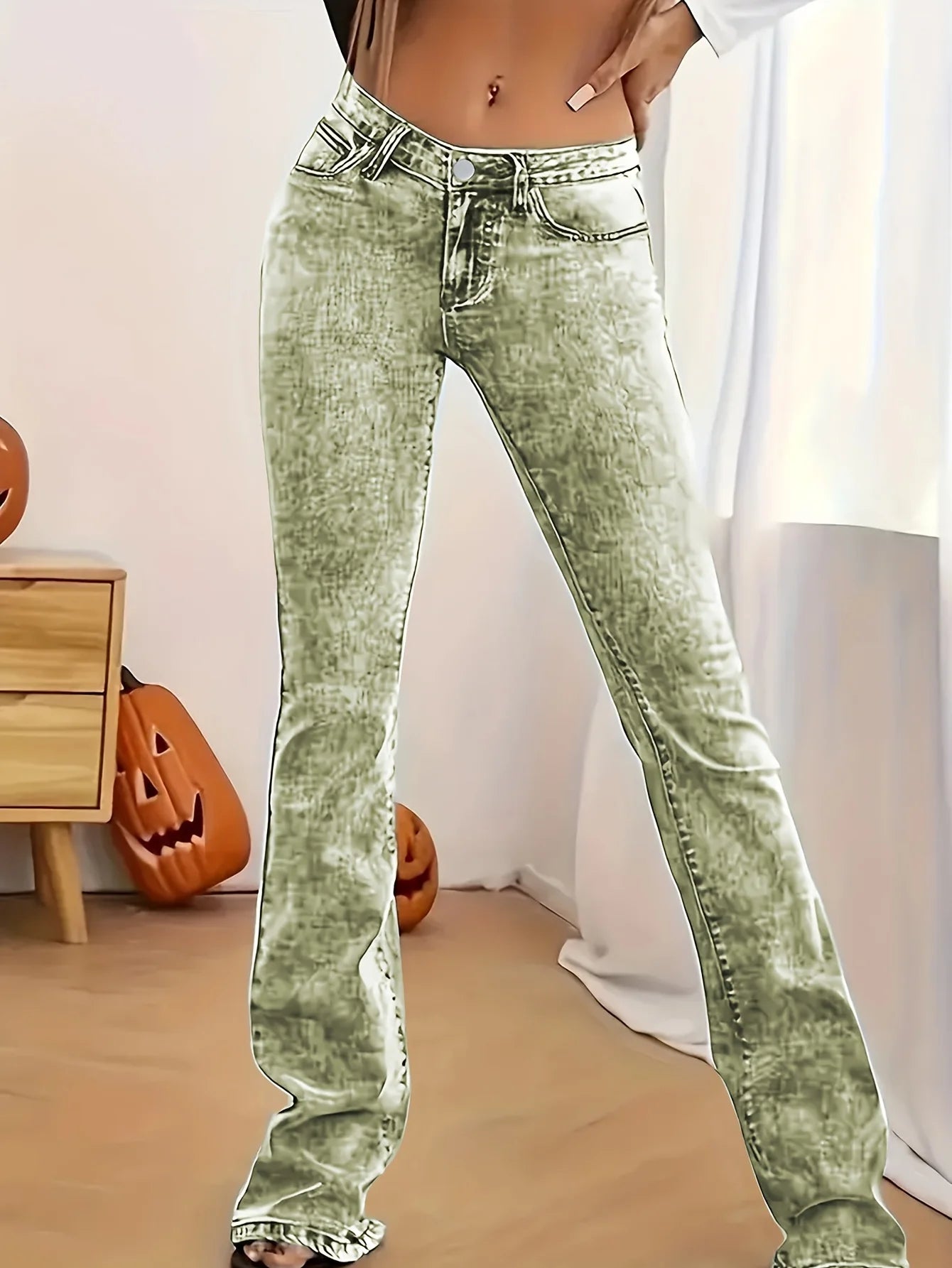 FZ Women's Stretch Low Rise Sexy Slim Flare Hip Lifting Denim Pants