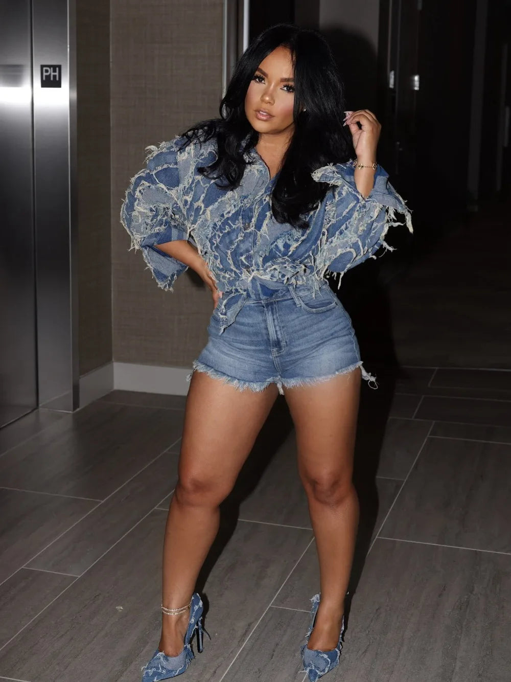 FZ Women's Fashion Tassel Denim Turndown Collar Jacket - FZwear